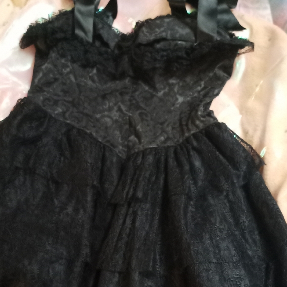Elegant Black Lace Corset Dress Trickz And Treatz Medium Brand New - Picture 4 of 5